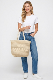 Straw woven the tote bag