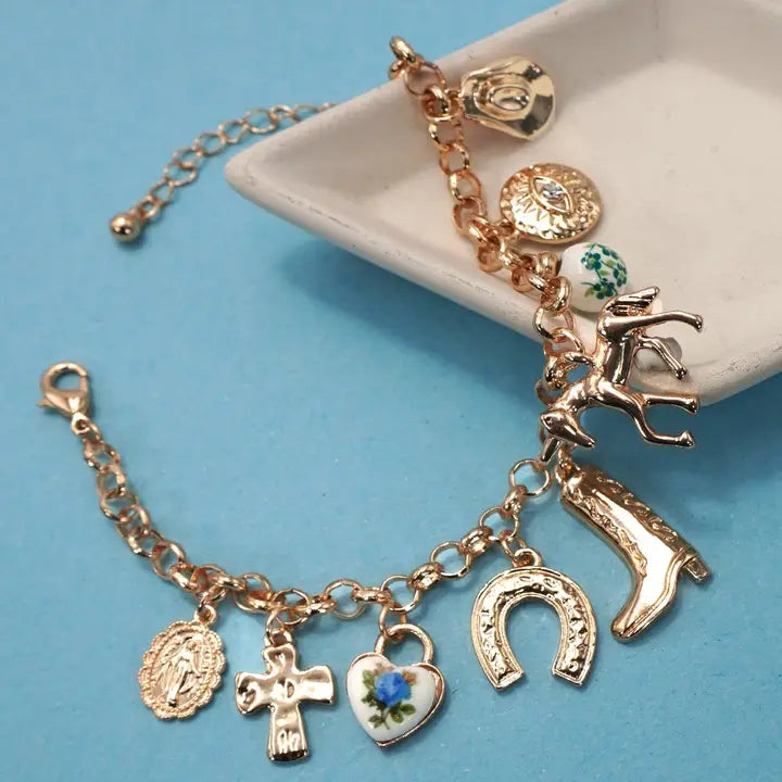 Western Boot Cross Bracelet
