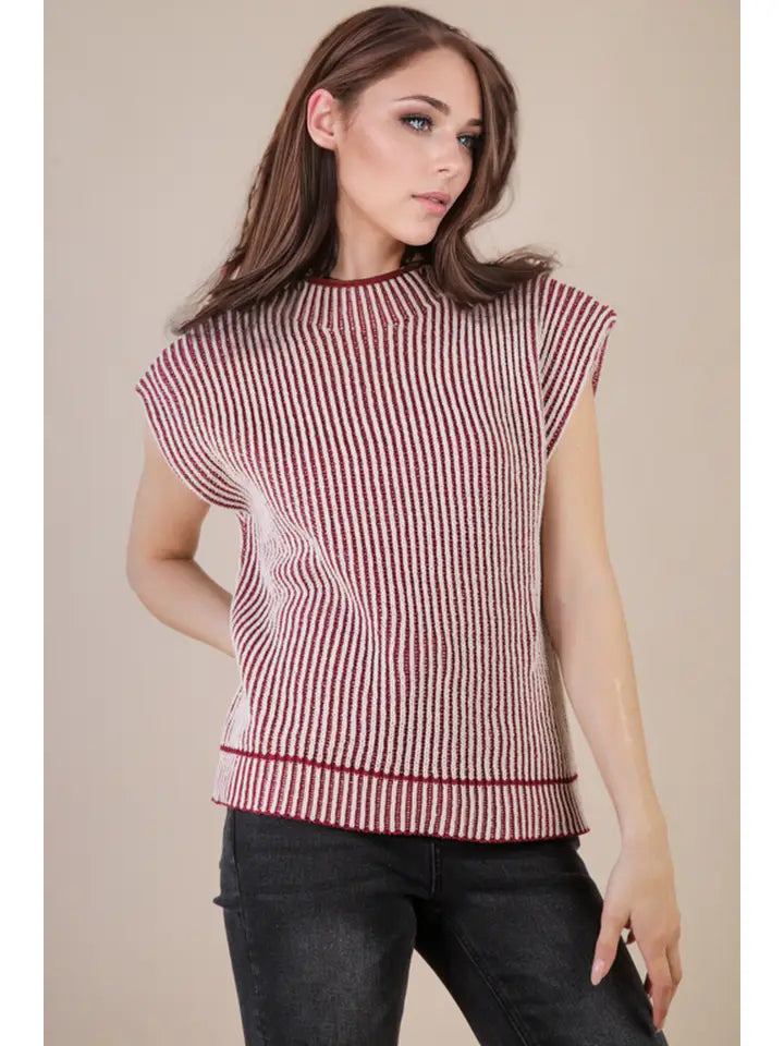 Emory Two Tone Ribbed Knit Sweater Vest