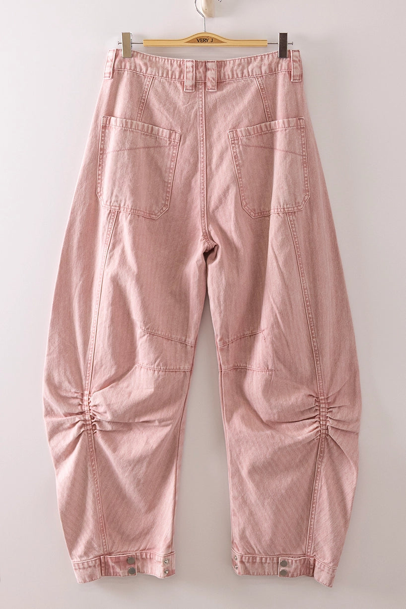 Jean Washed Denim Barrel Pants