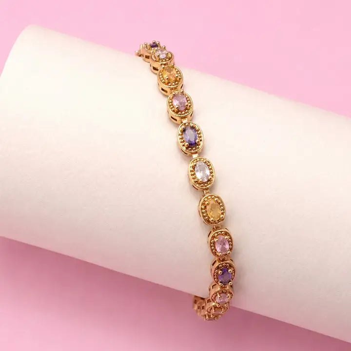 Multicolor Crystal Halo Bracelet