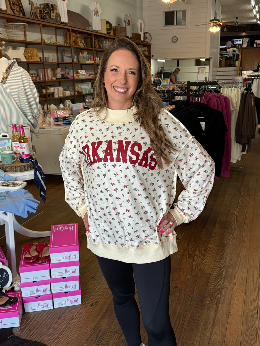 Floral Arkansas Mockneck