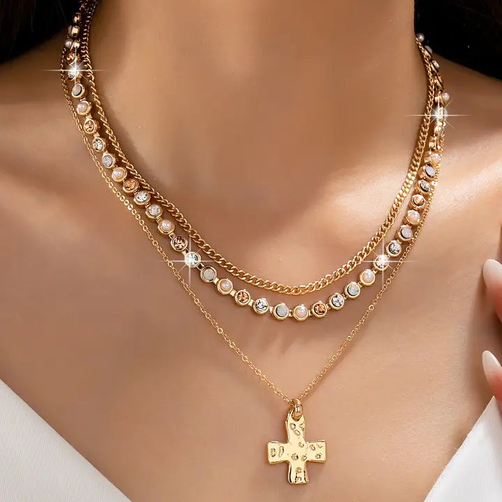 Multi Layered Cross Necklace