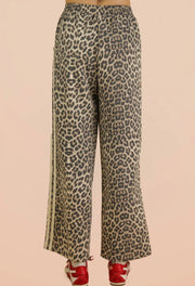 Cream Leopard Wide Leg Pants