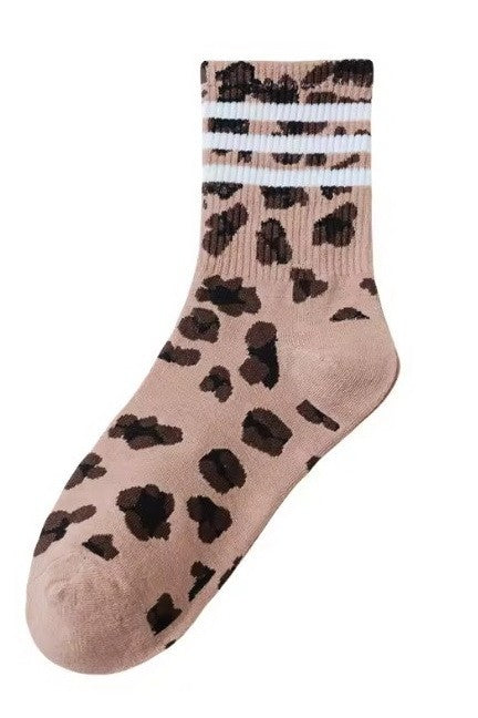 Leopard crew socks