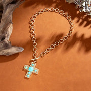 Notable Hammered Cross Toggle Necklace