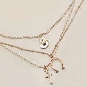 Horseshoe Hat Cross Charm Necklace