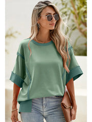 Half Sleeve Raw Edge Top