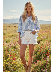 REMI STRIPED BUTTON RUFFLE