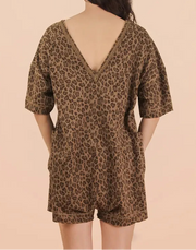 Leopard Printed Knit Romper