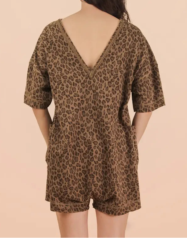 Leopard Printed Knit Romper