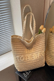 Straw woven the tote bag