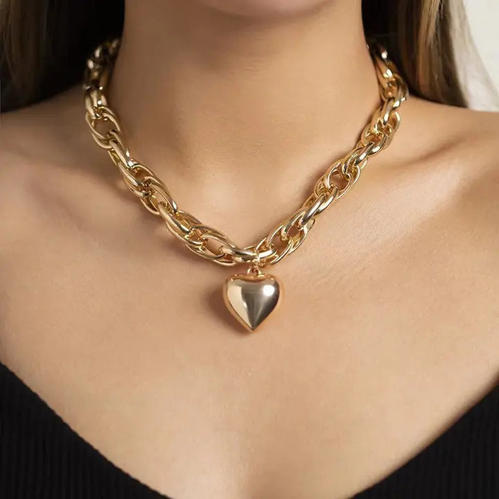 Puffy Heart Chunky Necklace