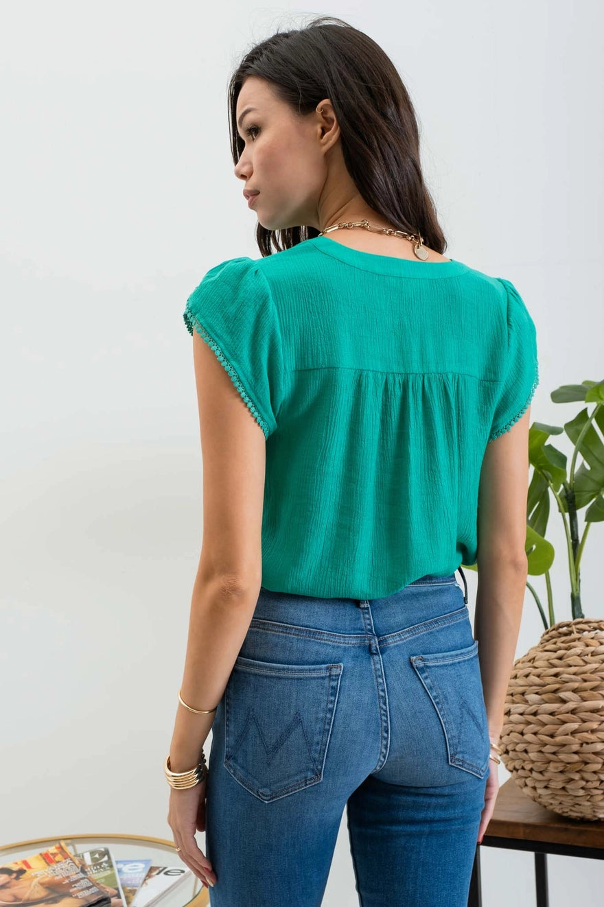 Petal Tassel Sleeve Blouse