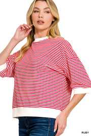 ALLIE STRIPED HALF SLEEVE