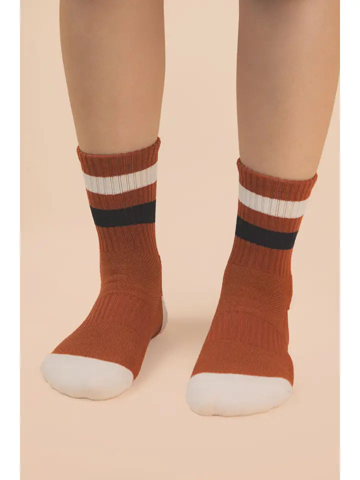 Color Block Stripe Crew Socks