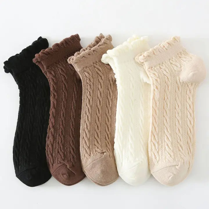 Ruffle Twisted Ankle Socks
