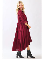 Collar Button Front Maxi Dress