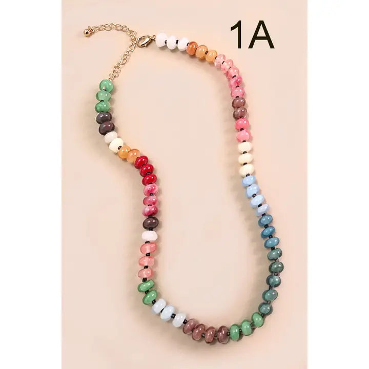 Natural Glass Bead Necklace
