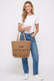 Straw woven the tote bag