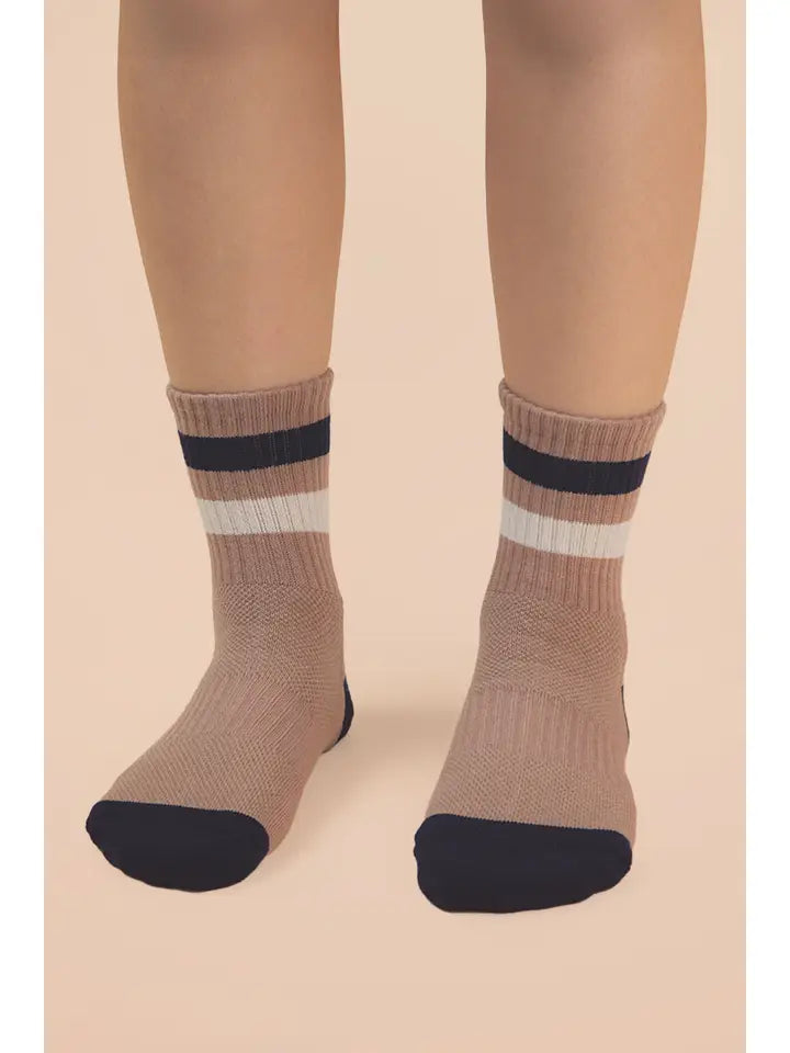 Color Block Stripe Crew Socks