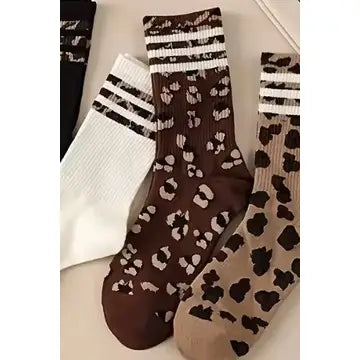 Leopard Print Throwback Socks