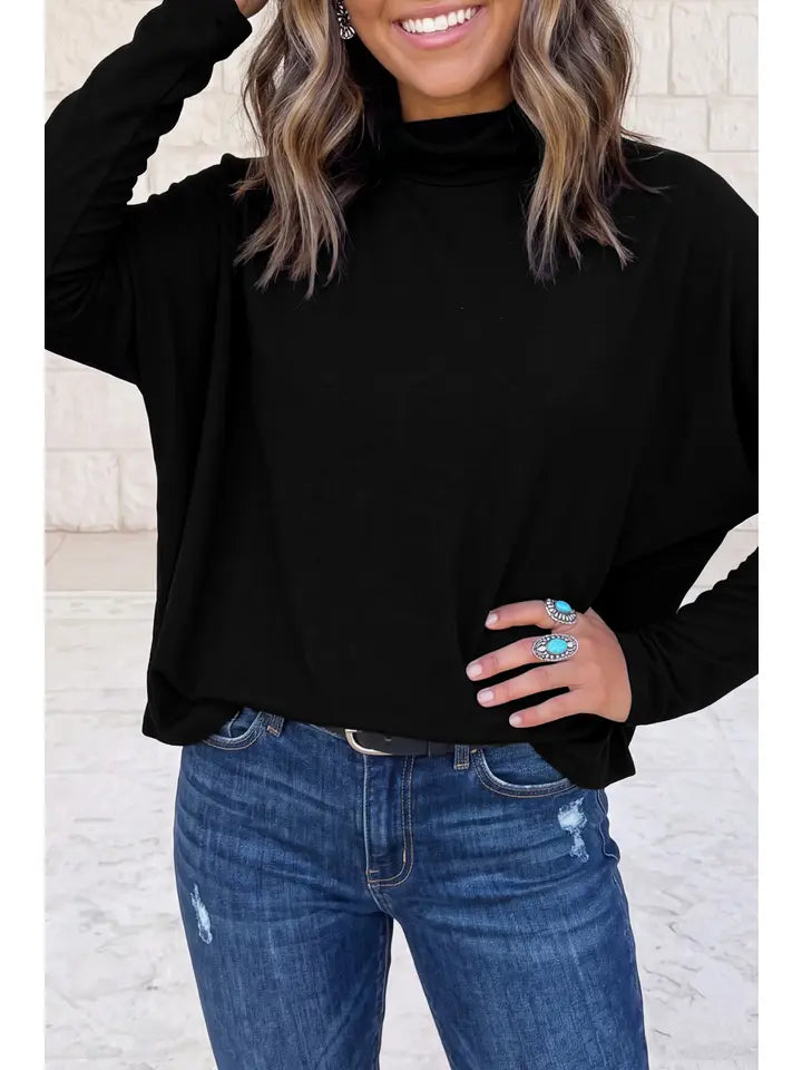 Oversized Mock Neck Blouse