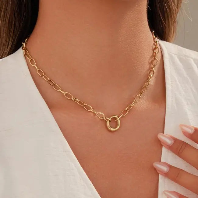Gold Oval Necklace