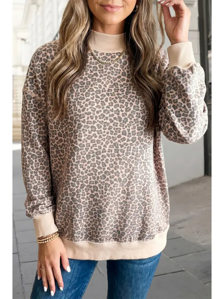 Leopard Mock Neck Sweatshirt