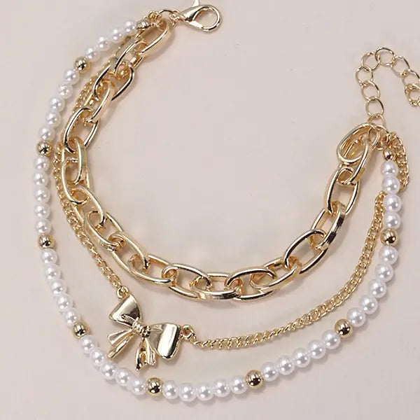 Bow Pearl Link Trio Set