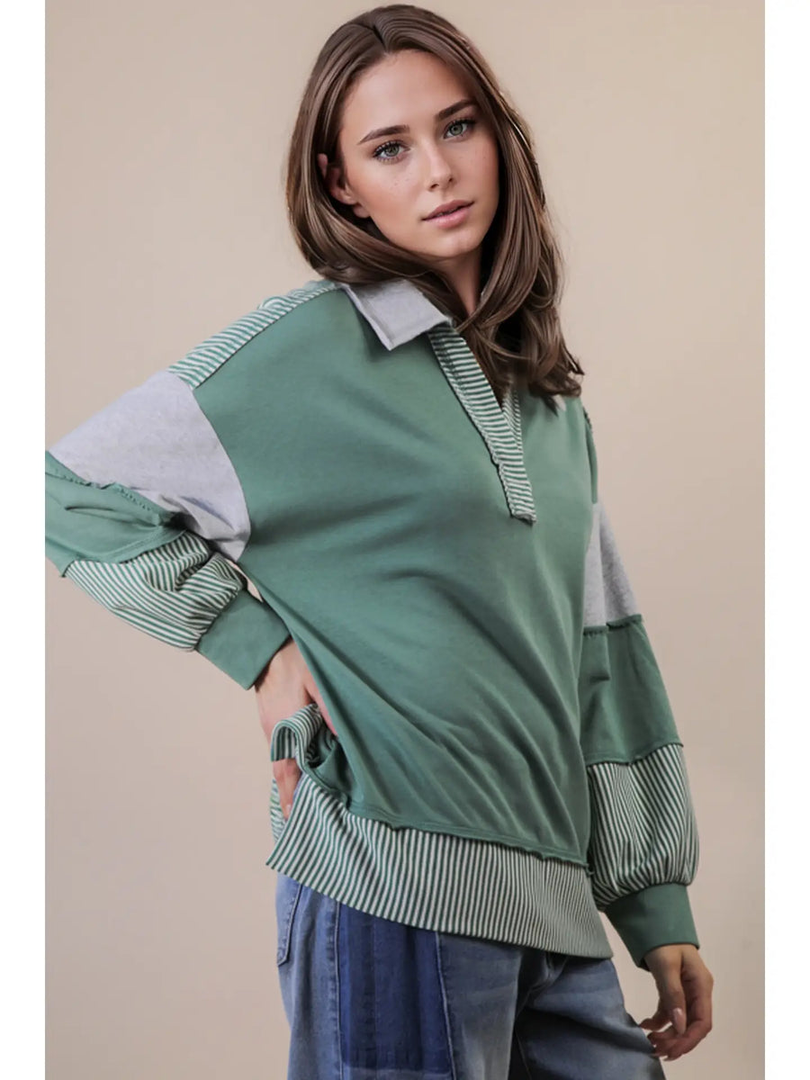 Green Stripe Knit Top