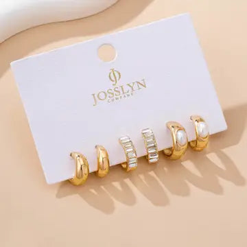 Pearl & Baguette Hoop Trio