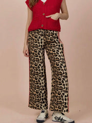 Leopard Wide Leg Stripe