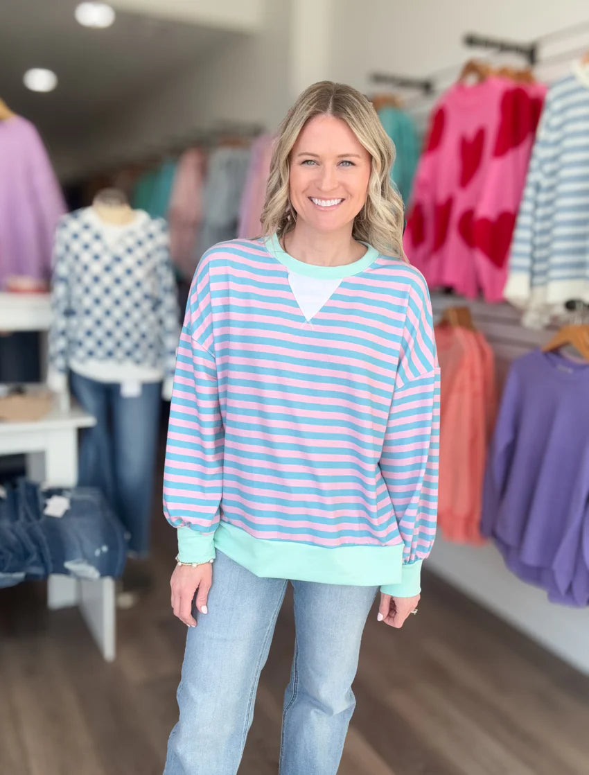 Cotton Candy Striped Crewneck