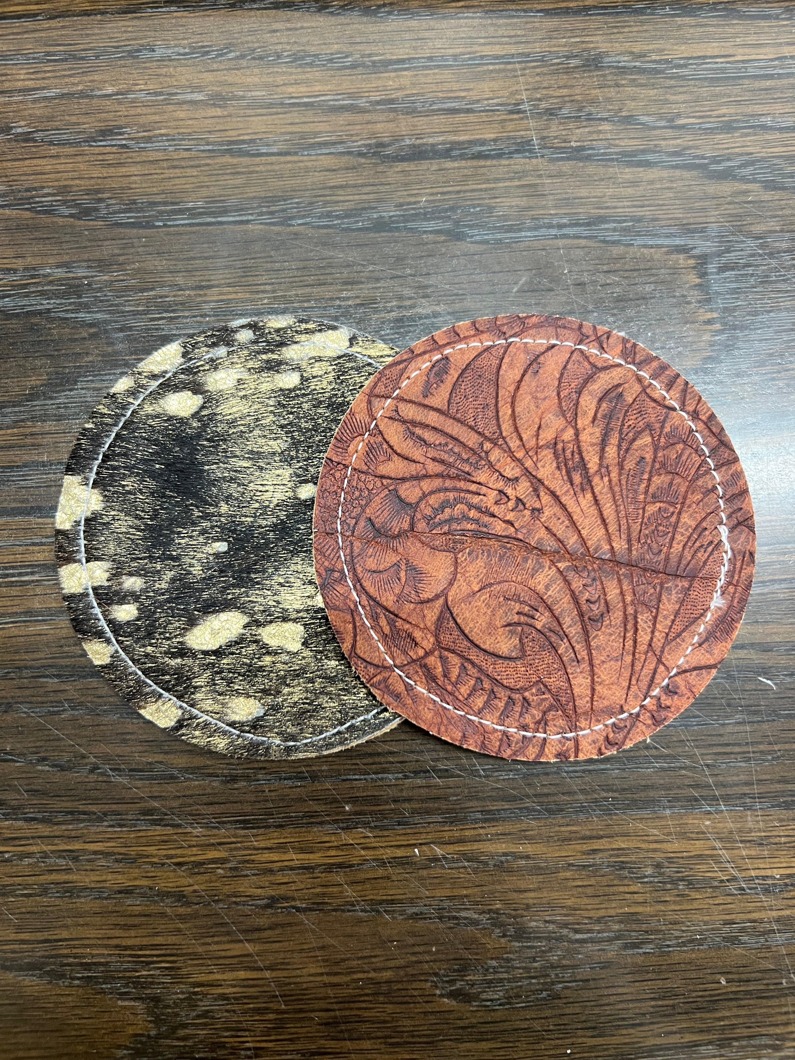 Cowhide Coaster Set