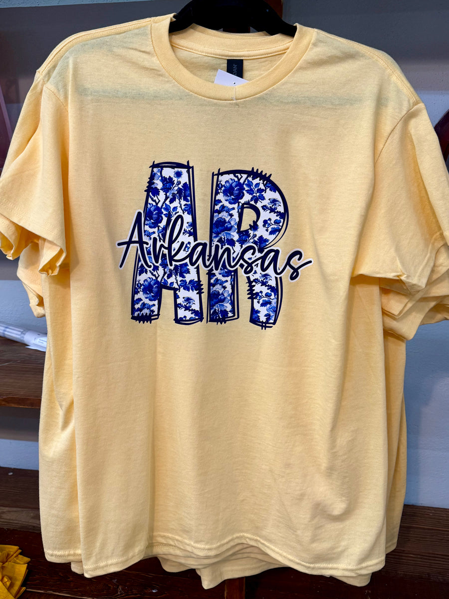 Blue Floral Arkansas Tee