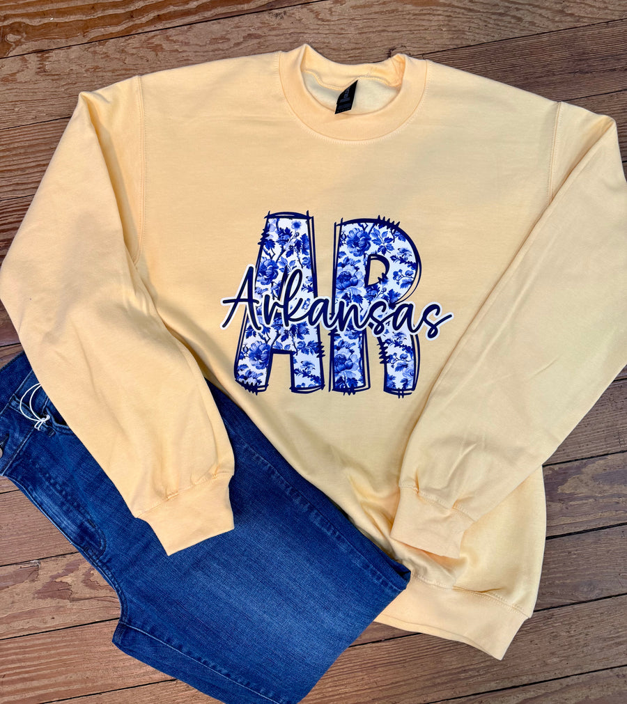 Blue Floral Arkansas Sweatshirt