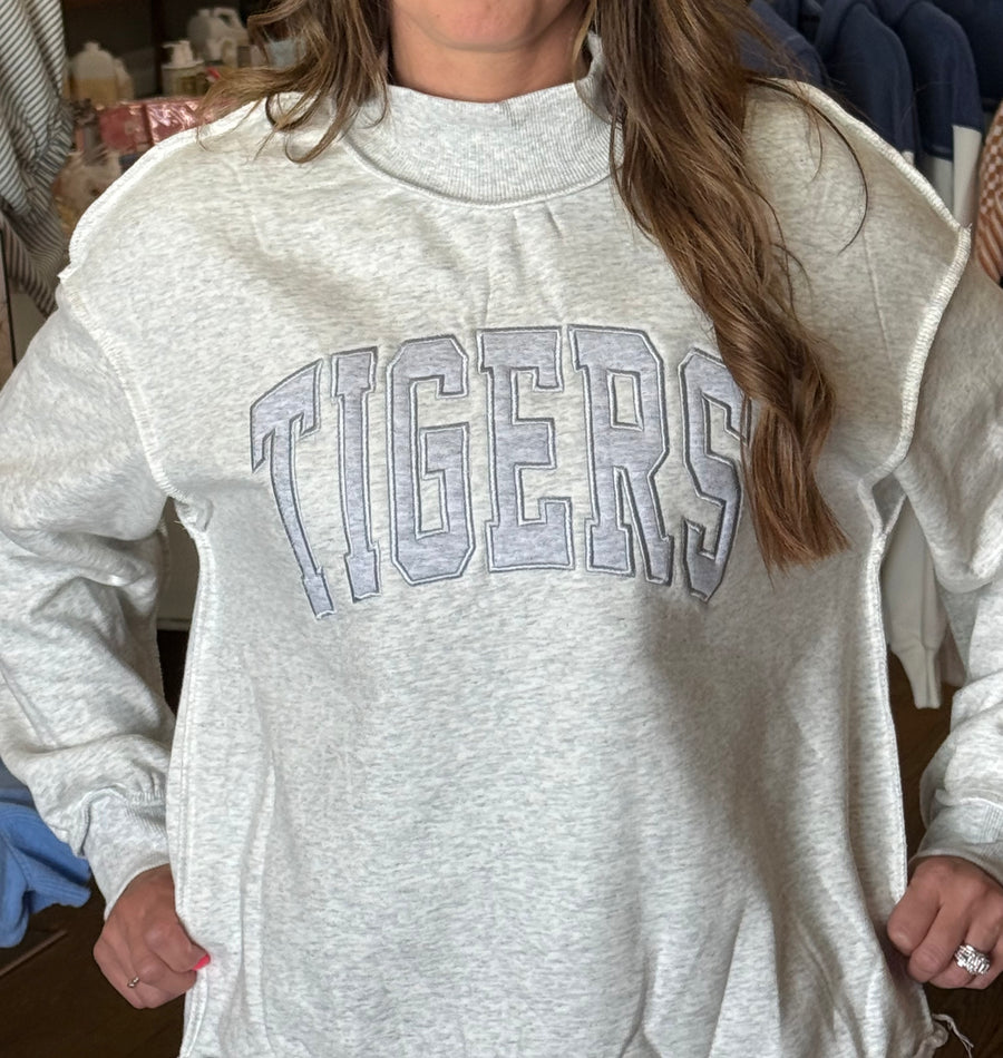 Tiger Mock Turtleneck Embroidered Sweatshirt