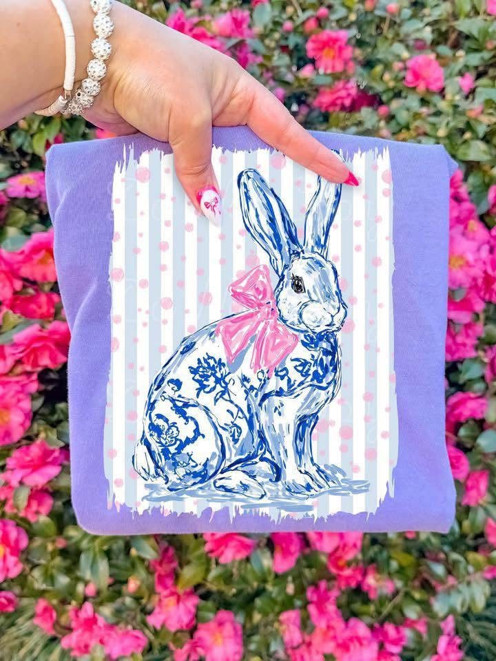 Blue Bunny Bow - Comfort Colors