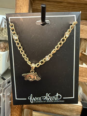 Razorbacks Gold Necklace