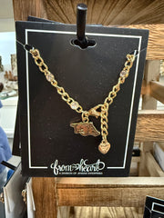Razorbacks Gold Charm Bracelet