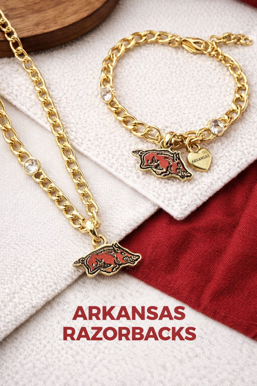 Razorbacks Gold Charm Bracelet
