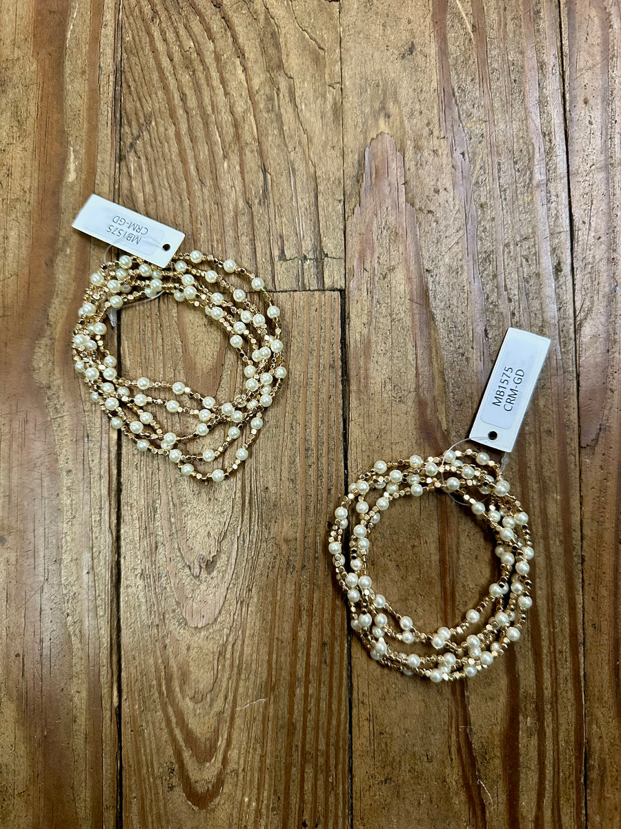 Pearl and Gold Bracelet Set