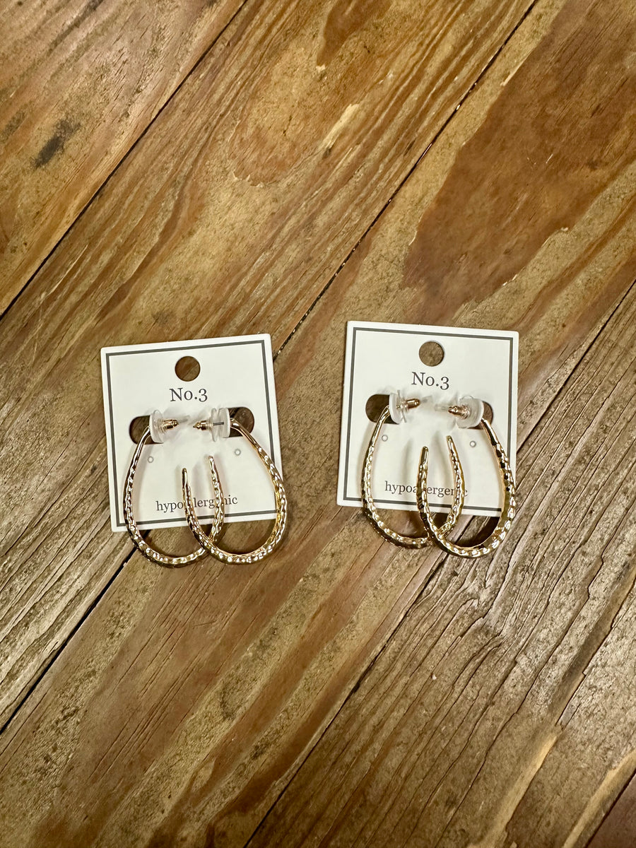 Hammered Gold Teardrop Earrings