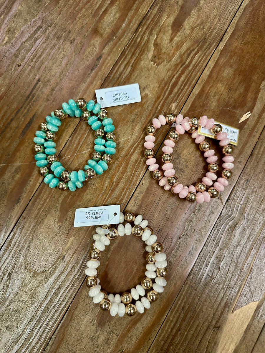 Colorful Gold Beaded Bracelet Stack