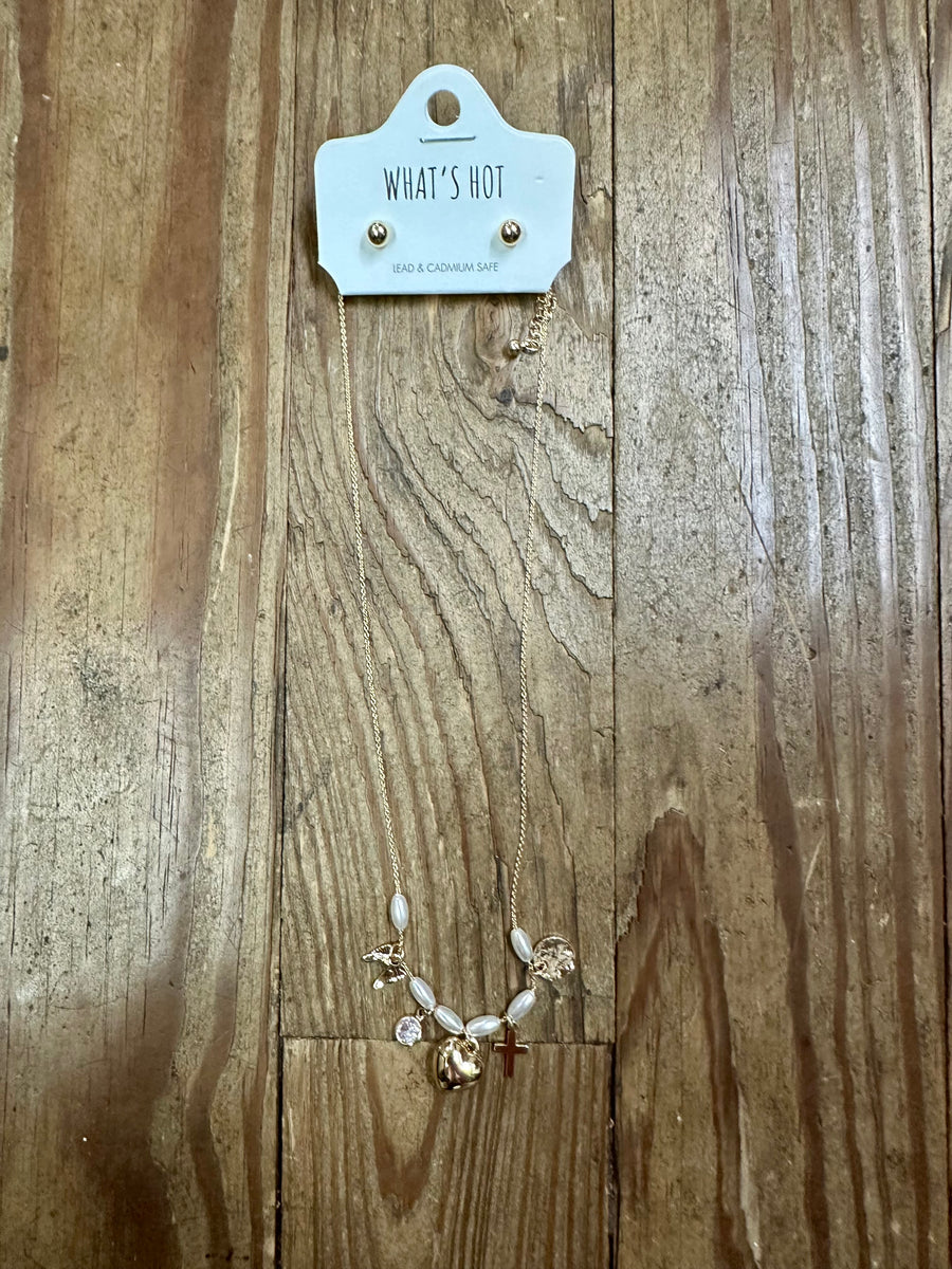 Pearl Beaded Charm Necklace