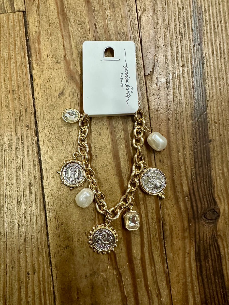Coin Mixed Metal Charm Bracelet