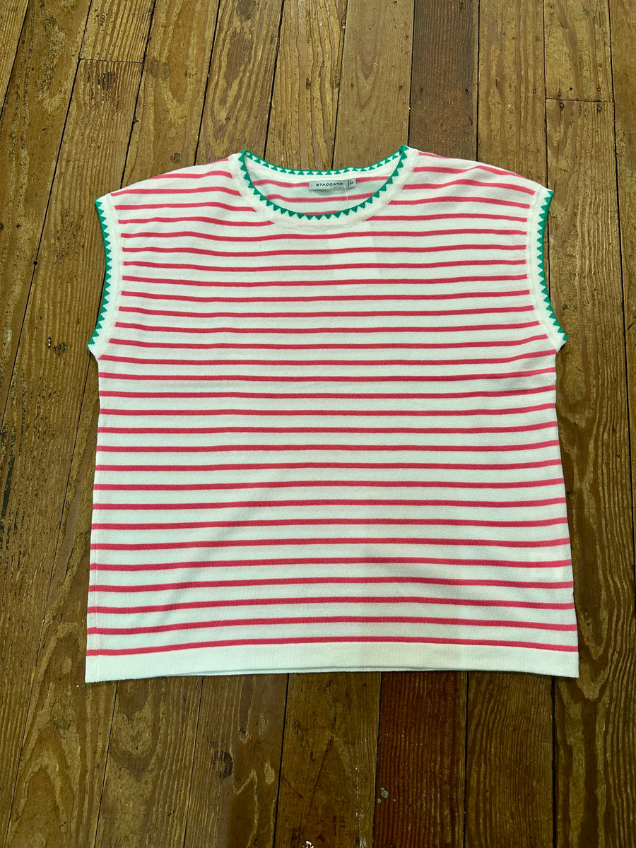 Blush Striped Ruffle Blouse