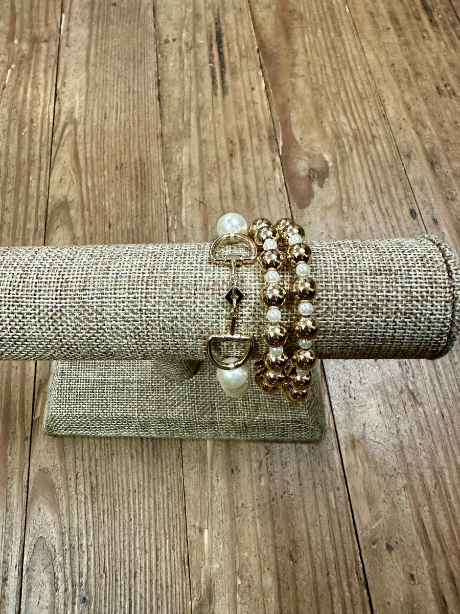 Gold & Pearl Horse Bit Bracelets