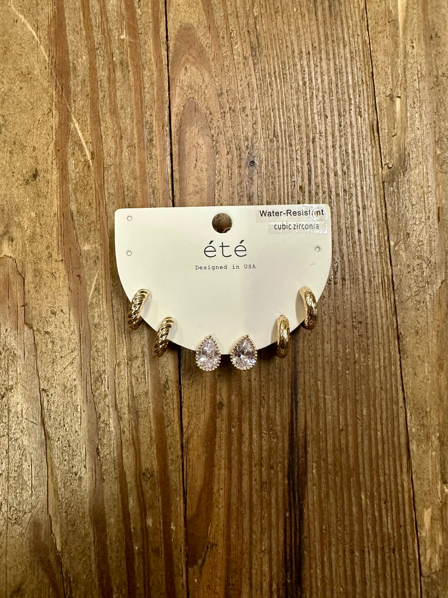 Teardrop Textured Earring Set